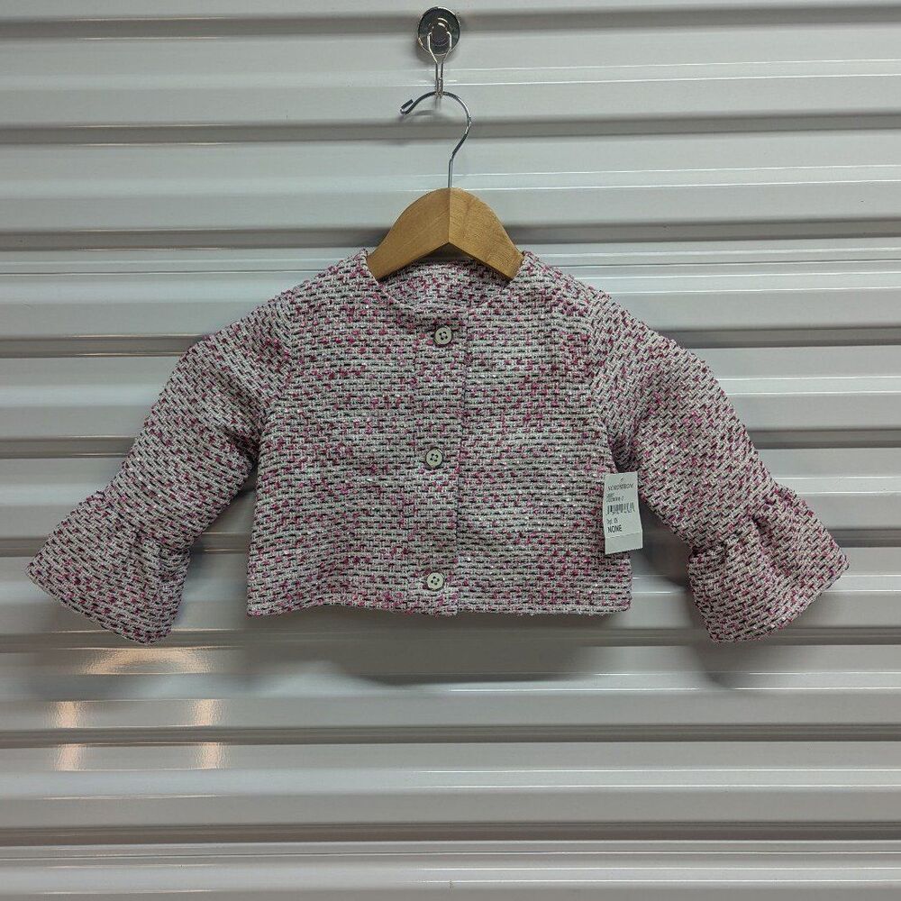 Janie & Jack Size 3 Girls Multicolor Boucle Ruffle Tweed Jacket - Picture 2 of 7